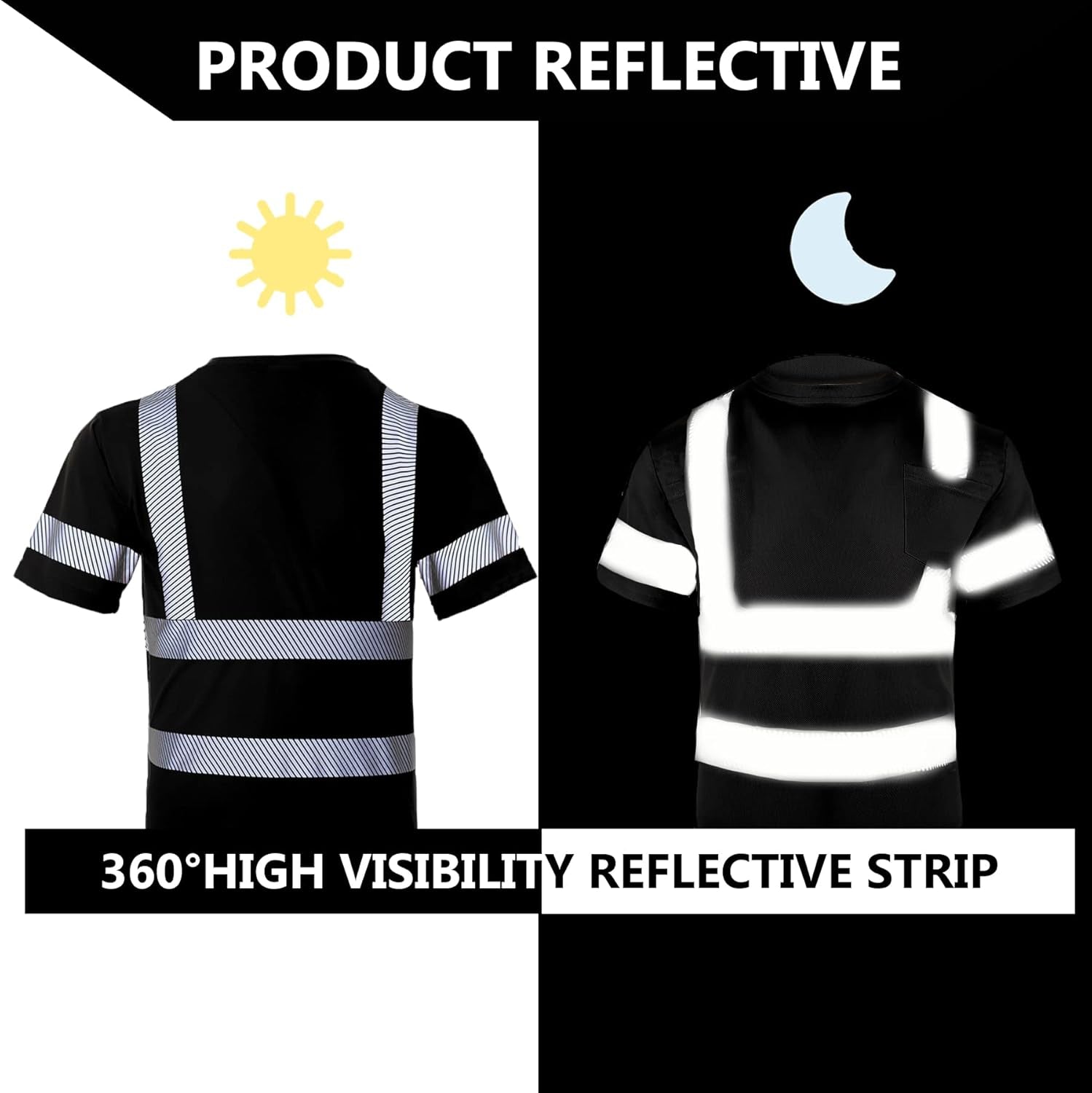 Hi Vis Safety T Shirts for Men Reflective High Visibility Short Sleeves Work Shirt