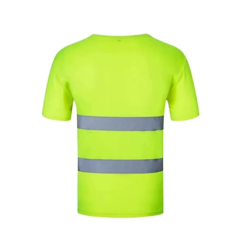 2023Outdoor Shirt Fluorescent High Visibility Safety Work Shirt Summer Breathable Work T Shirt Reflective Vest T-Shirt Quick Dry