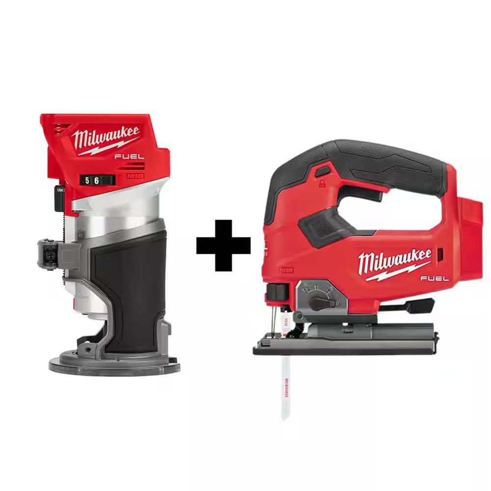 M18 FUEL 18V Lithium-Ion Brushless Cordless Compact Router and Jig Saw 2-Tool Set (Tool-Only)