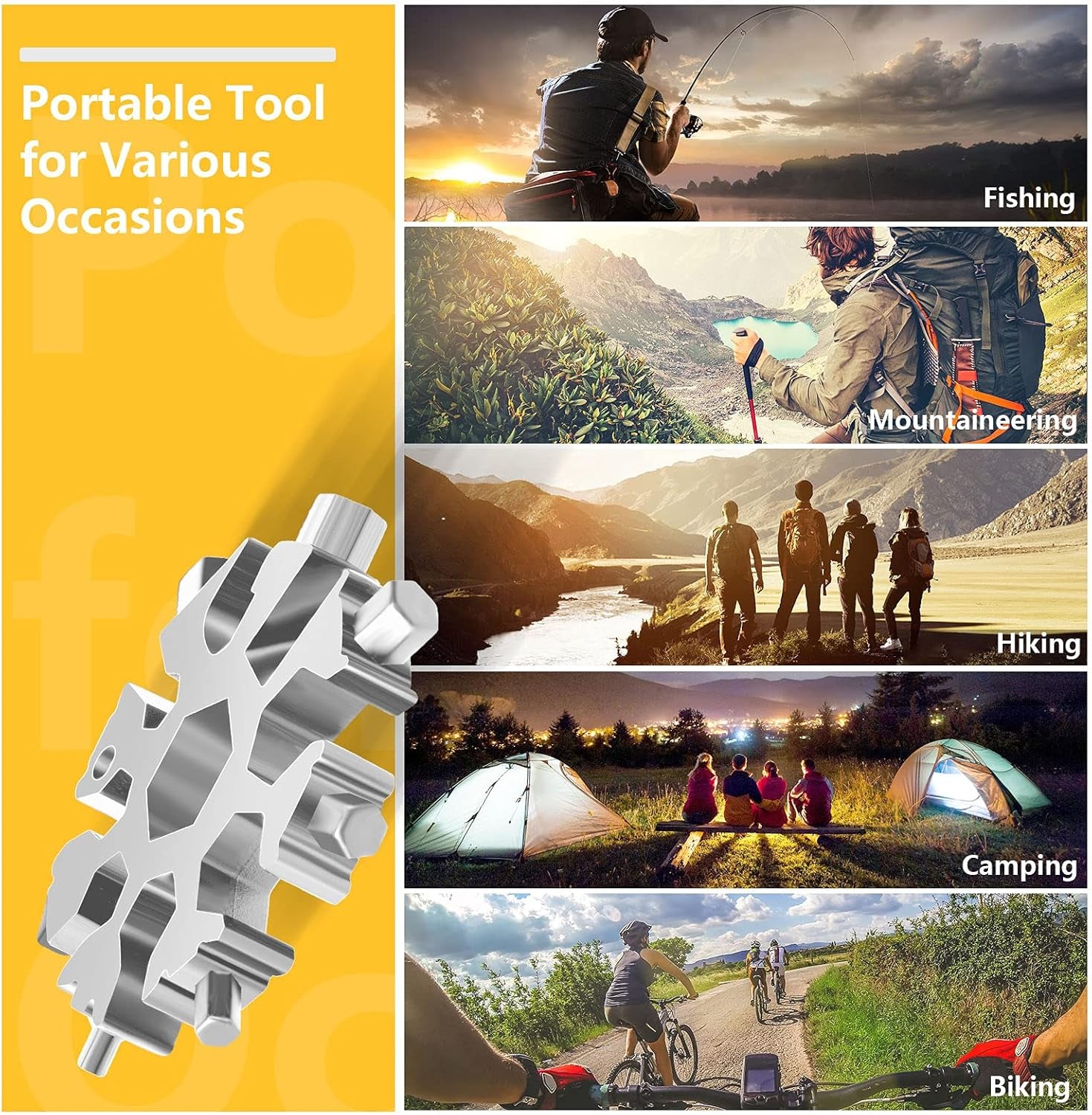 Snowflake Multi Tool, 1PCS Black 18 in 1 Snowflake Tool Stainless Steel Snowflake Handy Tool with Keyring