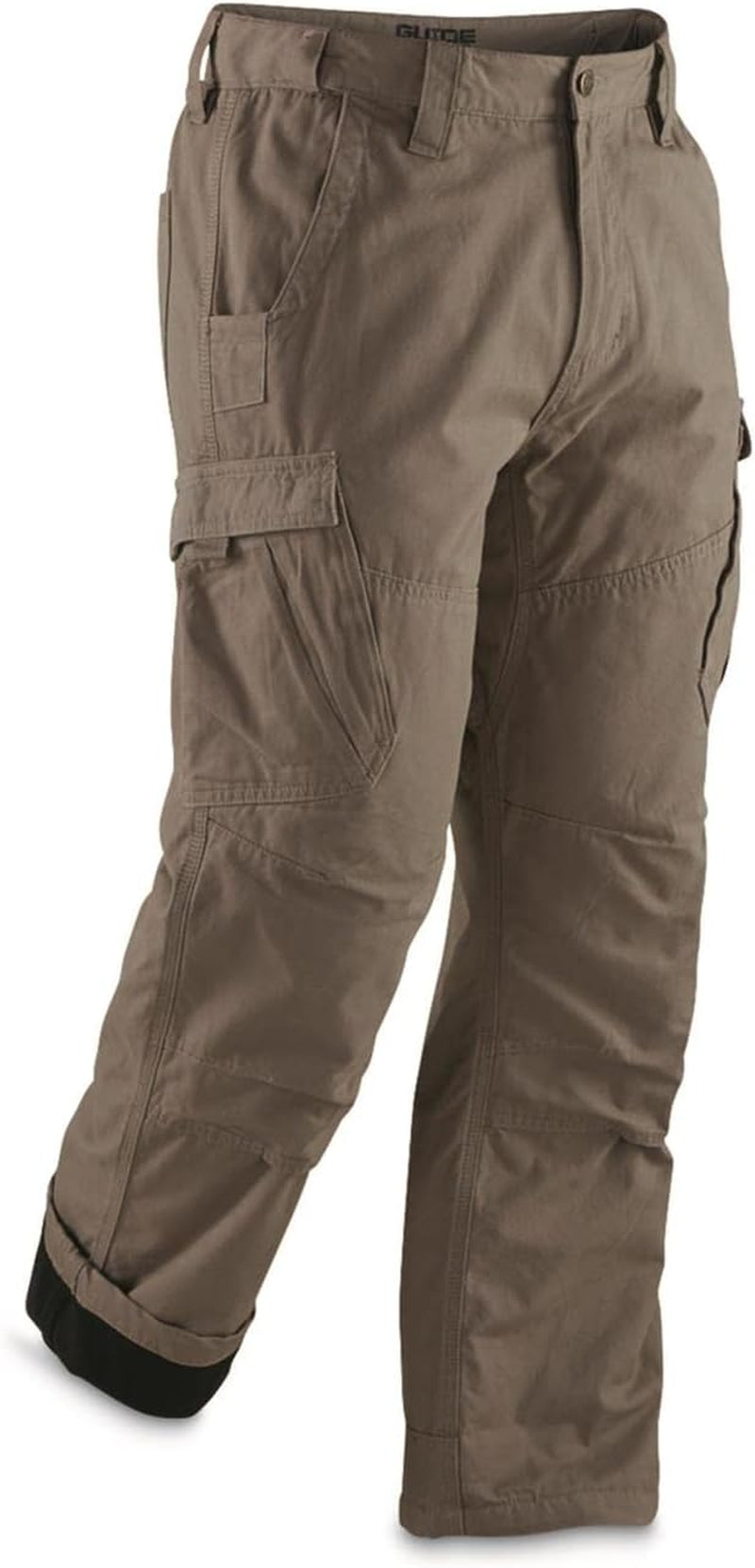 Fleece-Lined Flex Canvas Cargo Pants for Men, Relaxed Fit Work Pant with Pockets