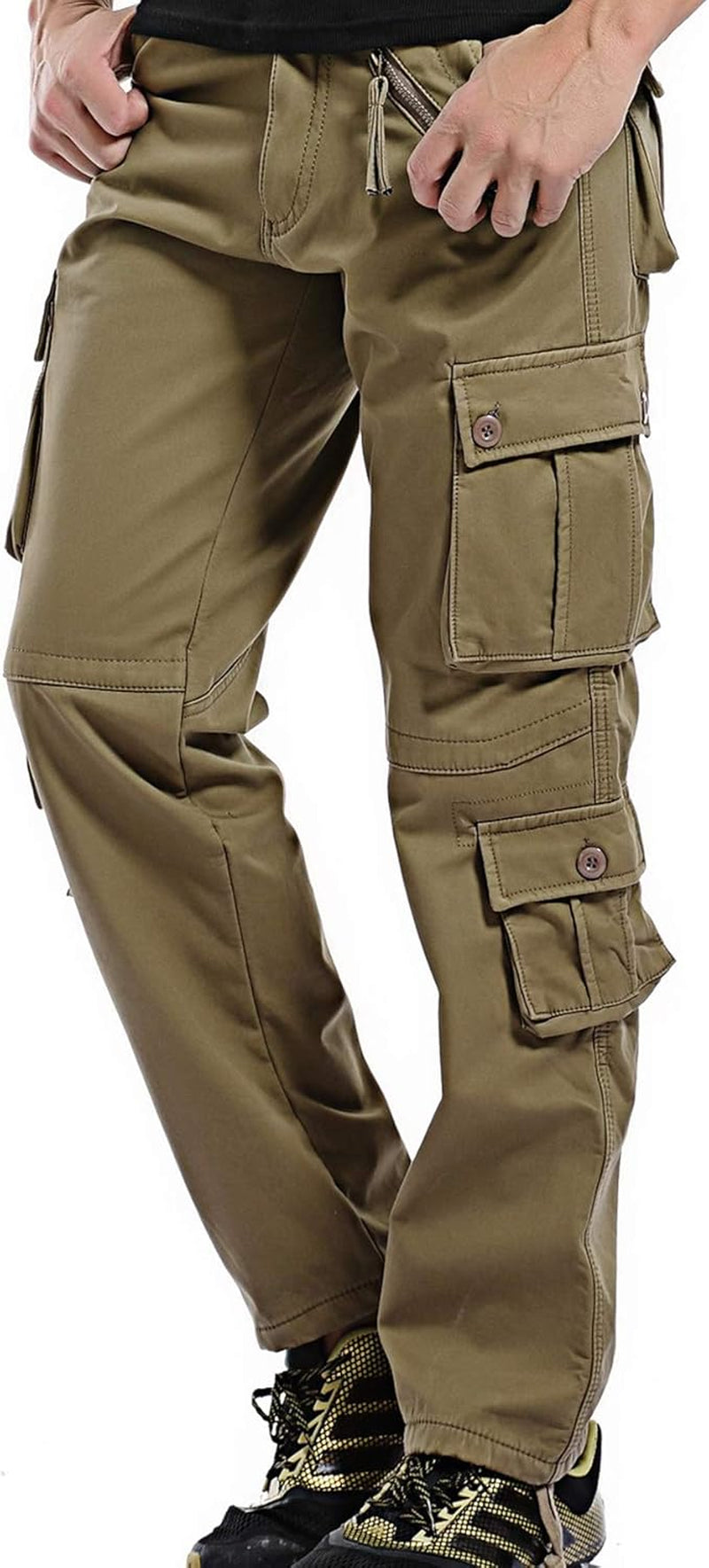 Winter Mens Cargo Pants Relaxed Fit Fleece Lined Work Pant