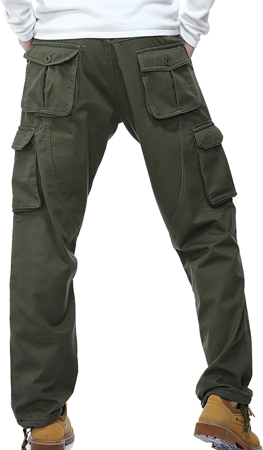 Winter Mens Cargo Pants Relaxed Fit Fleece Lined Work Pant