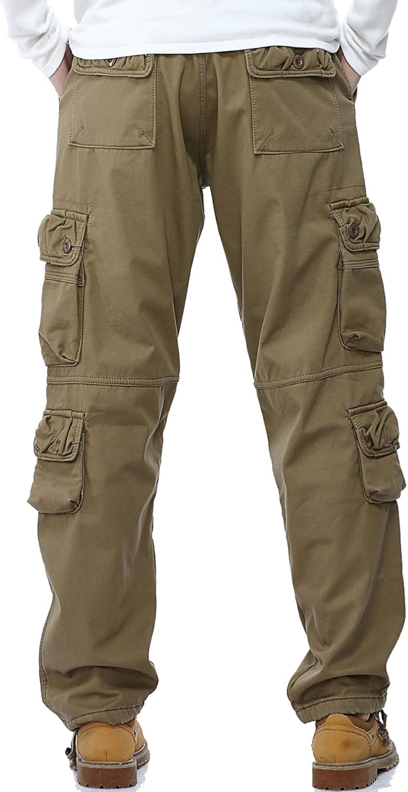 Winter Mens Cargo Pants Relaxed Fit Fleece Lined Work Pant