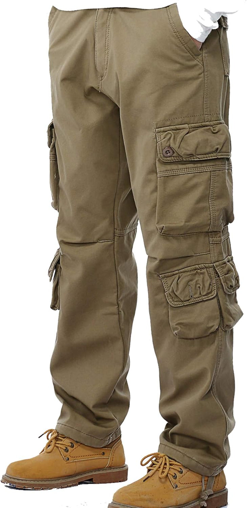 Winter Mens Cargo Pants Relaxed Fit Fleece Lined Work Pant