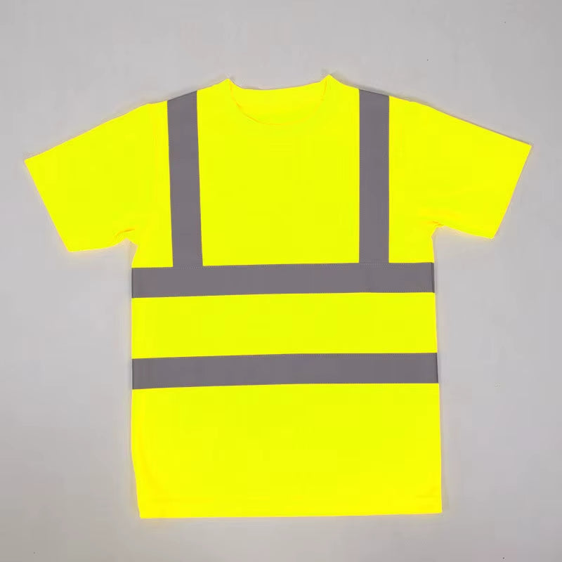 2023Outdoor Shirt Fluorescent High Visibility Safety Work Shirt Summer Breathable Work T Shirt Reflective Vest T-Shirt Quick Dry