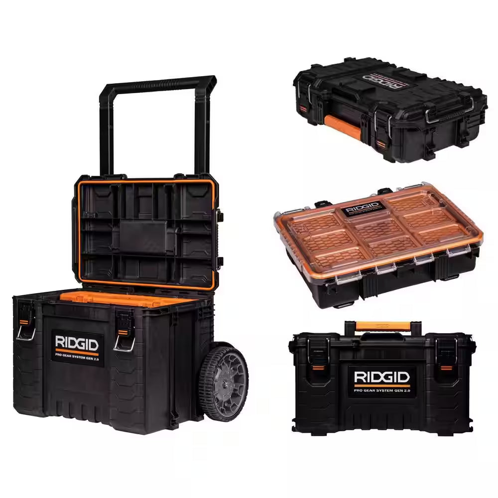 Pro Gear System Gen 2.0 Stackable Rolling Tool Box , 22 In. Heavy Duty Tool Box, Compact Tool Box, and Compact Organizer