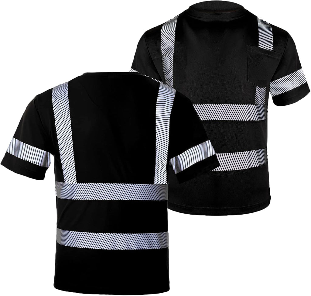 Hi Vis Safety T Shirts for Men Reflective High Visibility Short Sleeves Work Shirt