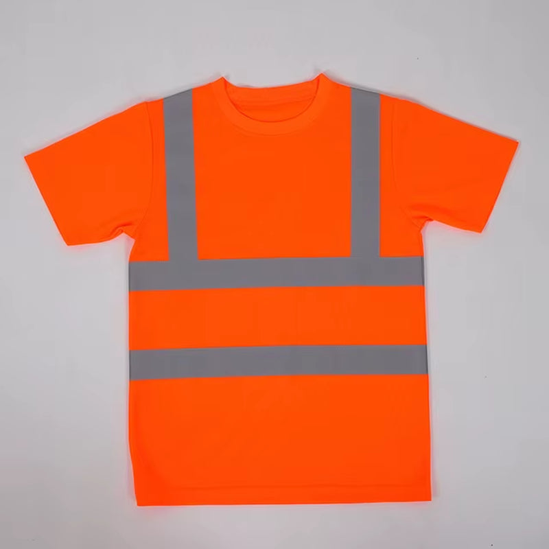 2023Outdoor Shirt Fluorescent High Visibility Safety Work Shirt Summer Breathable Work T Shirt Reflective Vest T-Shirt Quick Dry