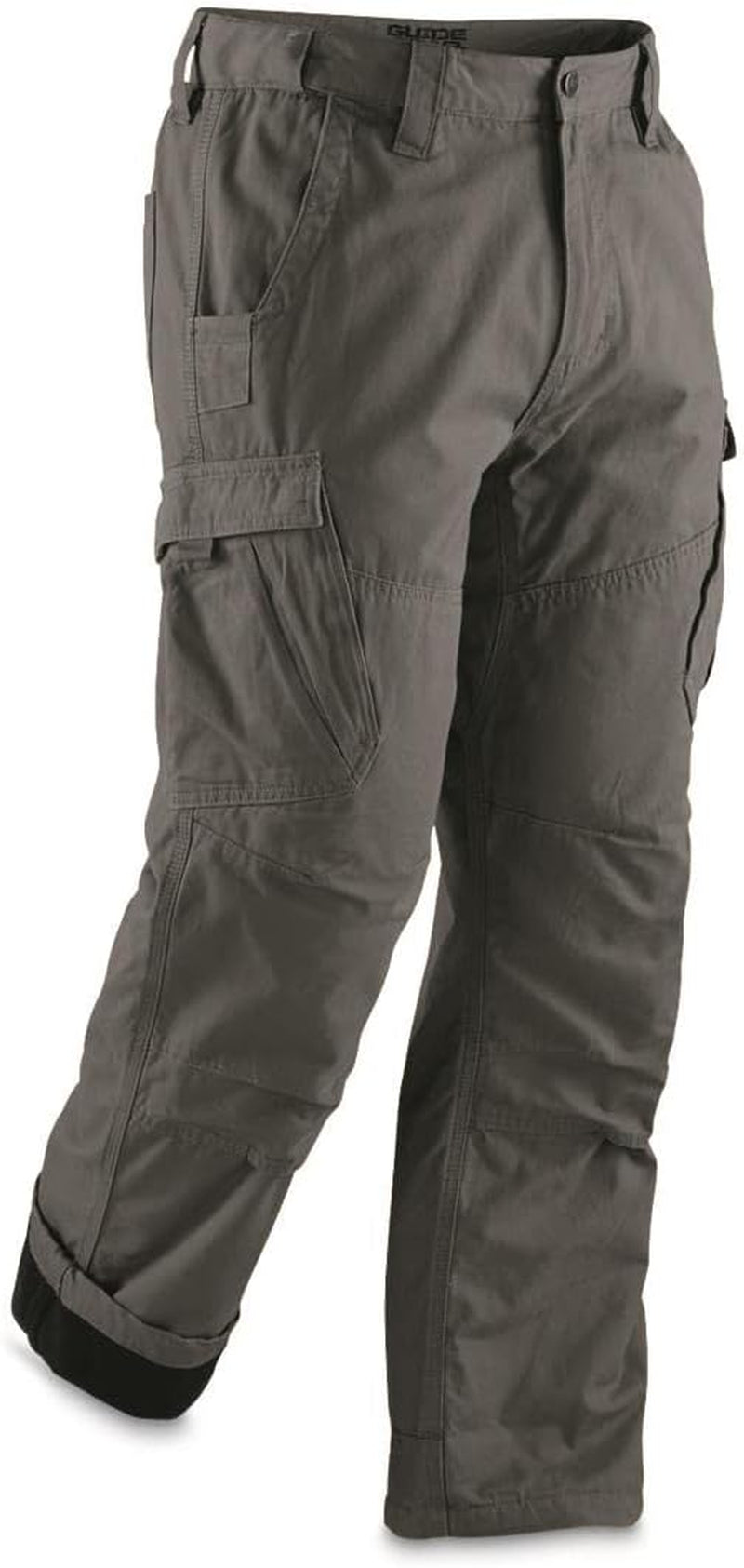 Fleece-Lined Flex Canvas Cargo Pants for Men, Relaxed Fit Work Pant with Pockets