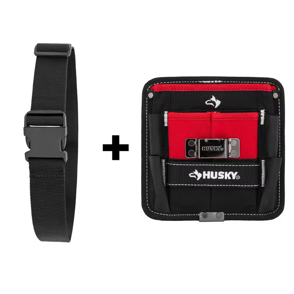2 In. Quick Release Work Tool Belt with 7 In. 3-Pocket Clip on Tool Belt Pouch