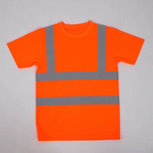 2023Outdoor Shirt Fluorescent High Visibility Safety Work Shirt Summer Breathable Work T Shirt Reflective Vest T-Shirt Quick Dry