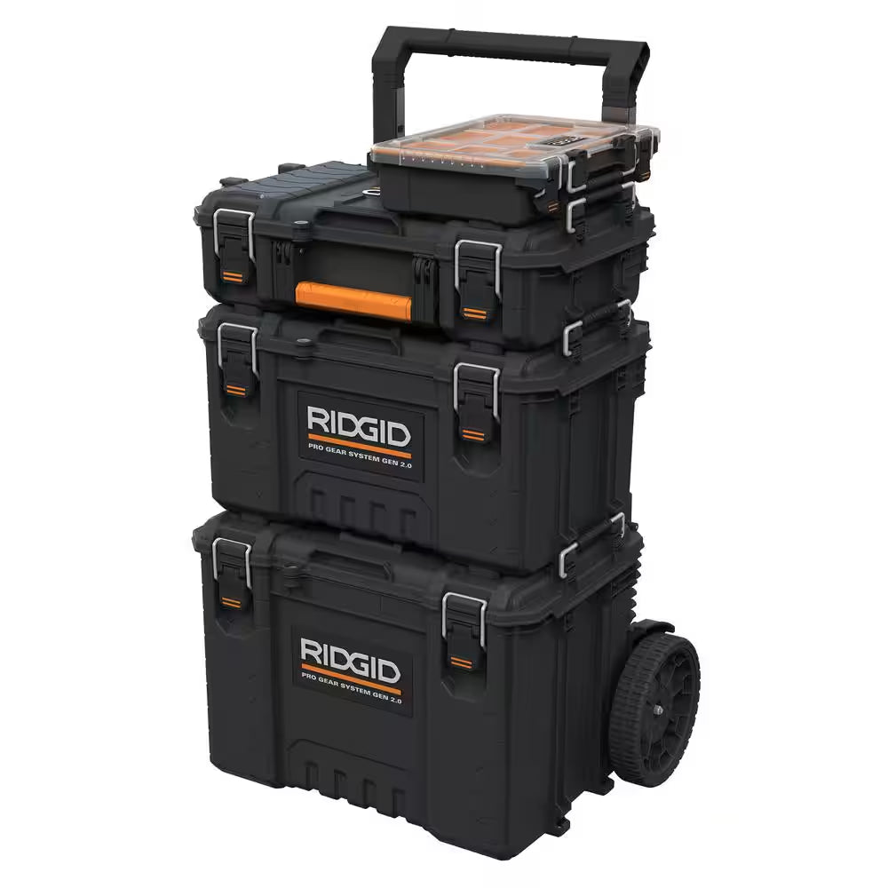 Pro Gear System Gen 2.0 Stackable Rolling Tool Box , 22 In. Heavy Duty Tool Box, Compact Tool Box, and Compact Organizer