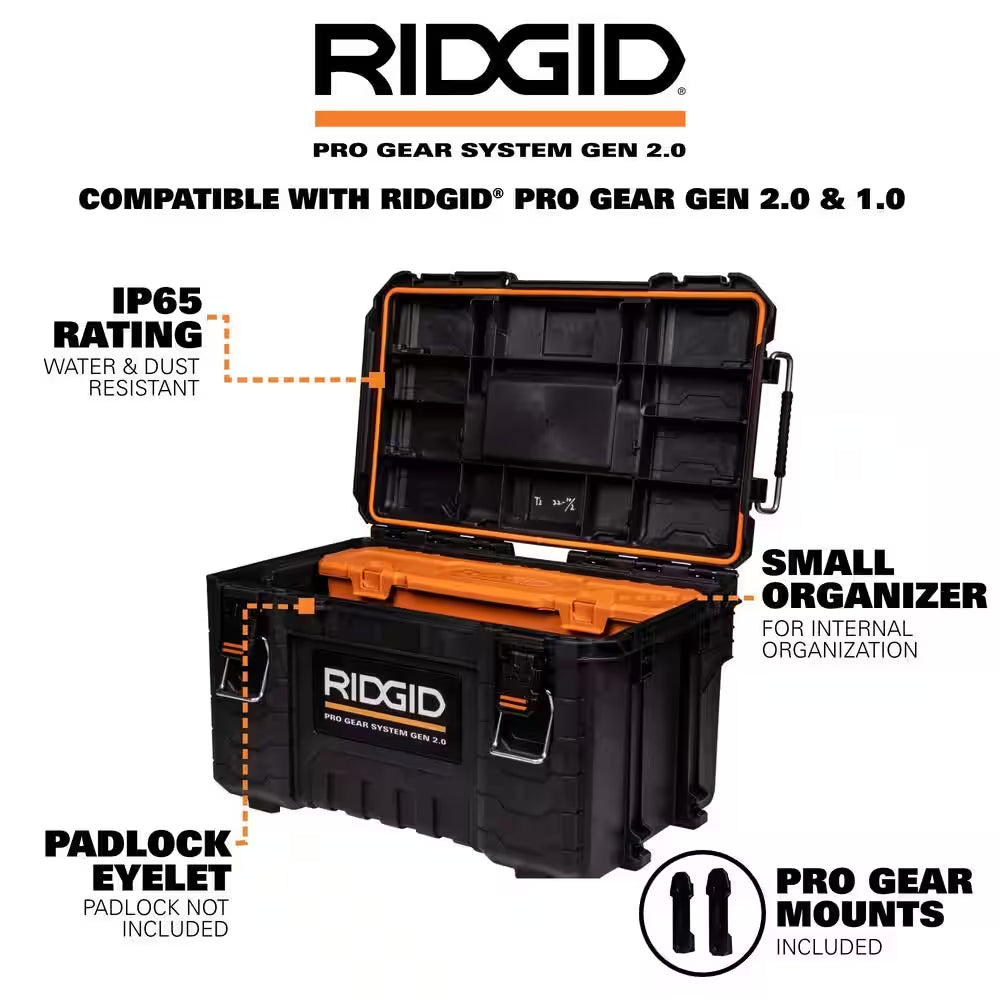 Pro Gear System Gen 2.0 Stackable Rolling Tool Box , 22 In. Heavy Duty Tool Box, Compact Tool Box, and Compact Organizer