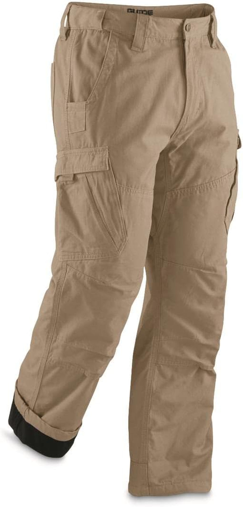 Fleece-Lined Flex Canvas Cargo Pants for Men, Relaxed Fit Work Pant with Pockets