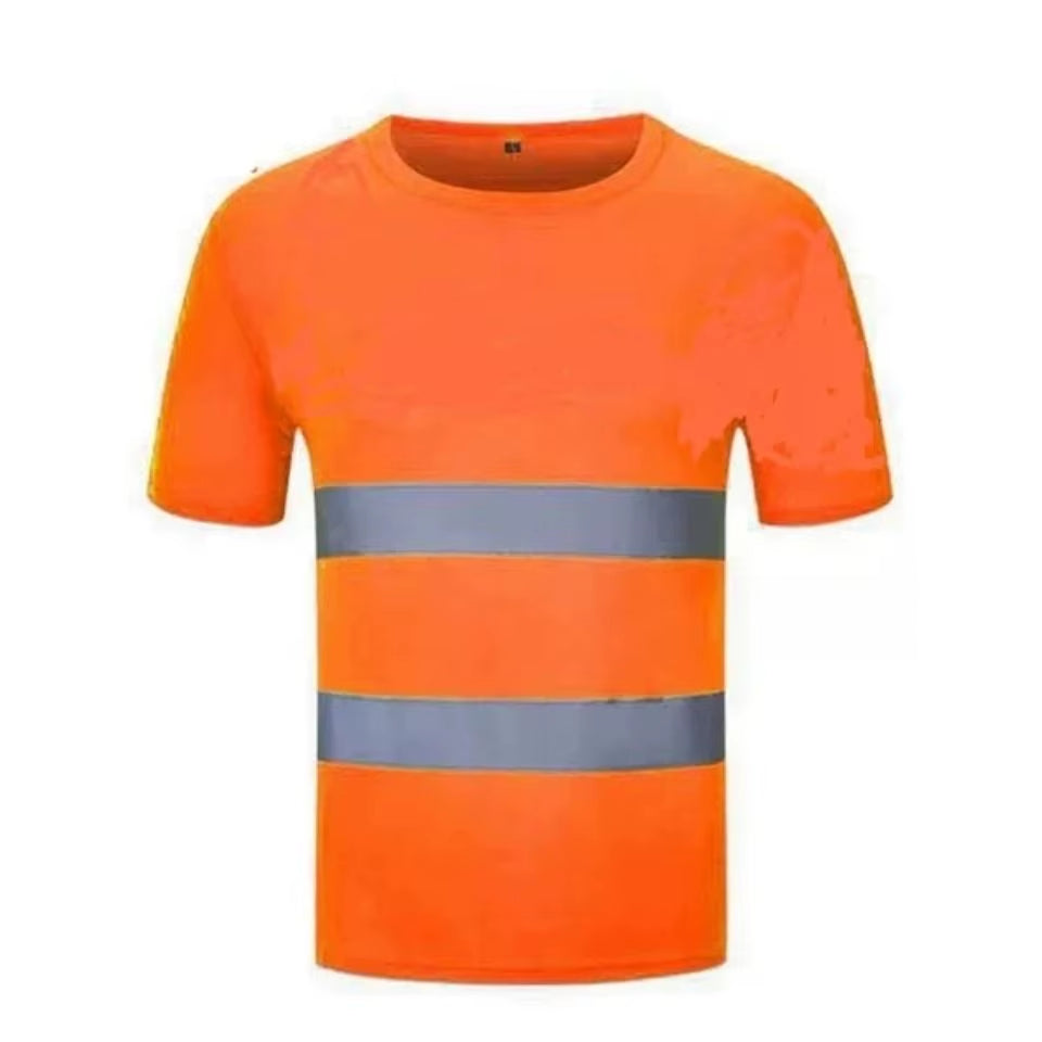 2023Outdoor Shirt Fluorescent High Visibility Safety Work Shirt Summer Breathable Work T Shirt Reflective Vest T-Shirt Quick Dry