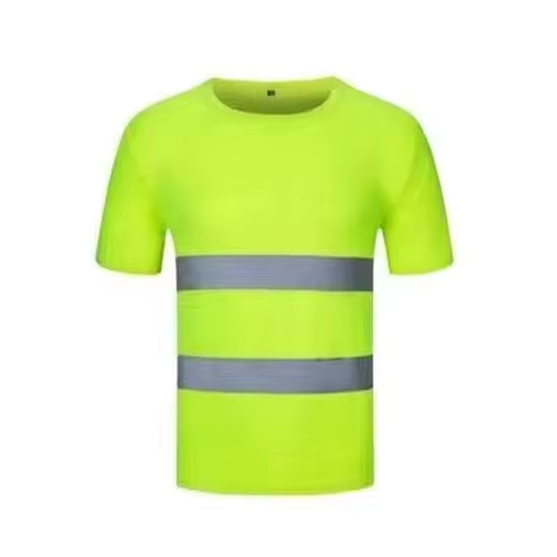 2023Outdoor Shirt Fluorescent High Visibility Safety Work Shirt Summer Breathable Work T Shirt Reflective Vest T-Shirt Quick Dry