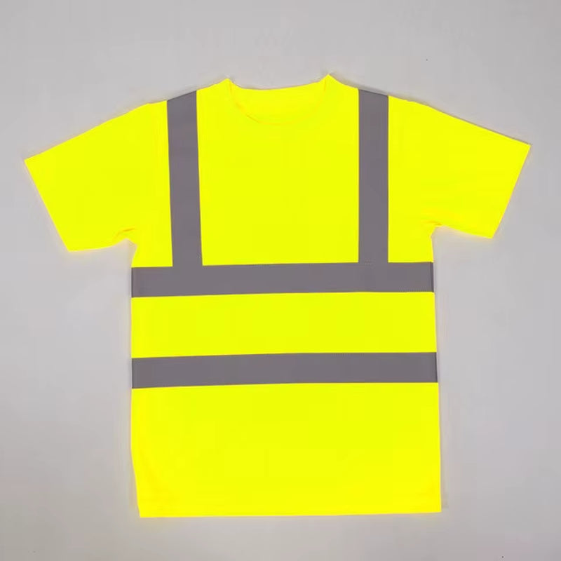 2023Outdoor Shirt Fluorescent High Visibility Safety Work Shirt Summer Breathable Work T Shirt Reflective Vest T-Shirt Quick Dry