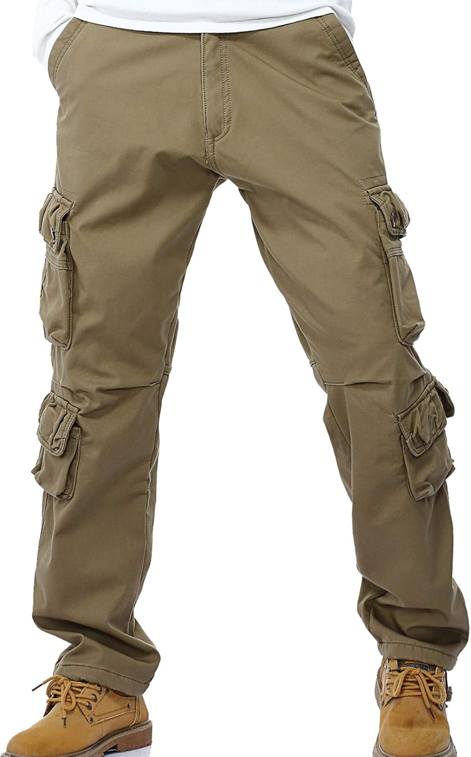 Winter Mens Cargo Pants Relaxed Fit Fleece Lined Work Pant