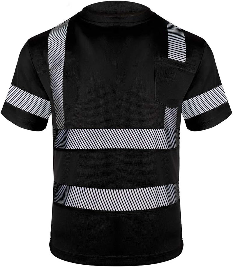 Hi Vis Safety T Shirts for Men Reflective High Visibility Short Sleeves Work Shirt