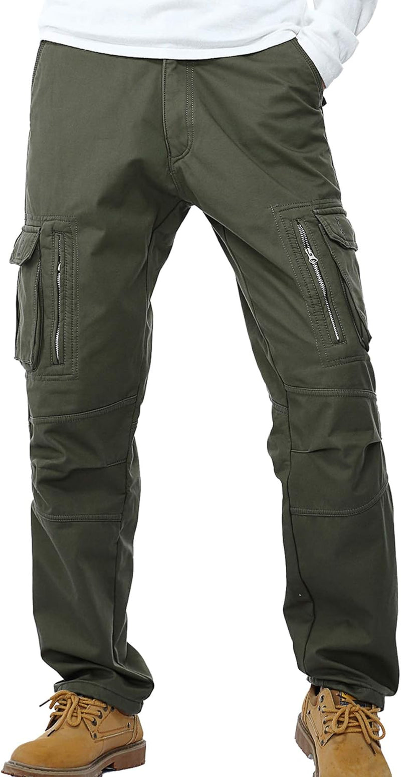 Winter Mens Cargo Pants Relaxed Fit Fleece Lined Work Pant